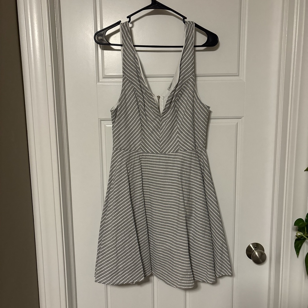 A Line grey and white striped dress